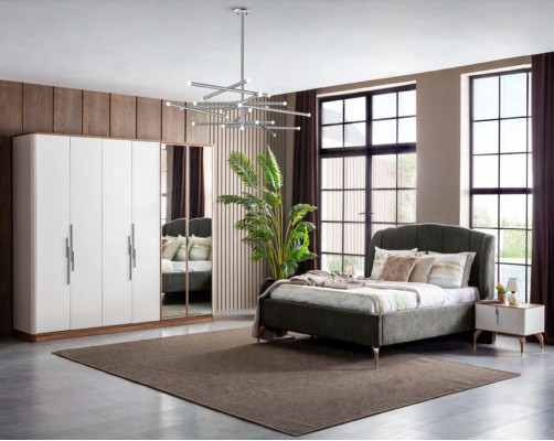 Juego de dormitorio de lujo, cama completa de lujo con 2 mesitas de noche modernas, conjunto de 3 piezas nuevo.