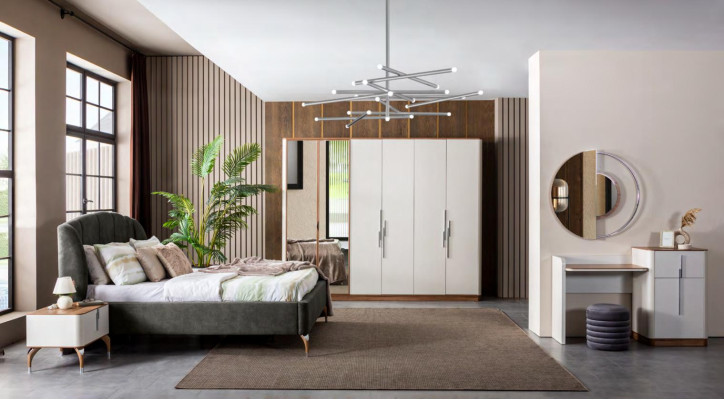 Juego de dormitorio de lujo, cama completa de lujo con 2 mesitas de noche modernas, conjunto de 3 piezas nuevo.