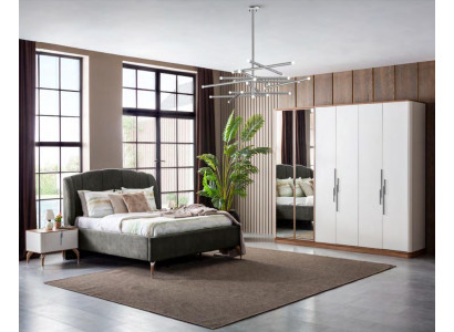 Cama gris Cama doble moderna Marco de cama de lujo de diseño de madera nuevo