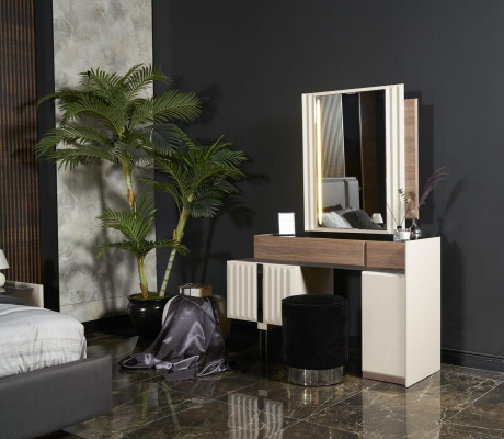 Diseño moderno tocador blanco con espejo muebles de lujo para dormitorio 2 piezas nuevo.