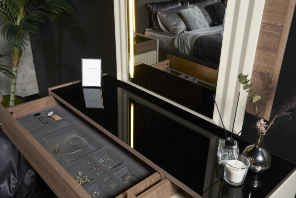 Diseño moderno tocador blanco con espejo muebles de lujo para dormitorio 2 piezas nuevo.