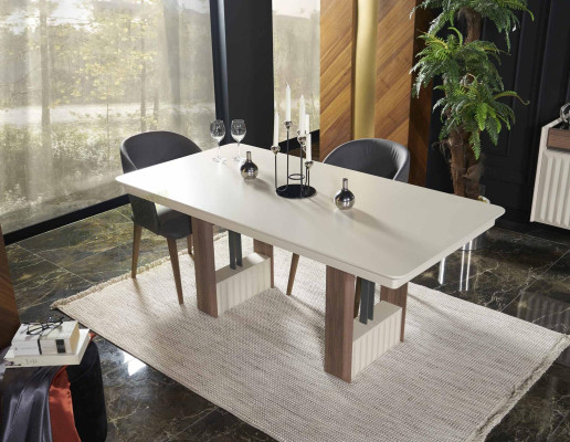 Mesa de comedor de lujo en color beige moderno, mesa de cocina rectangular, mesa de comedor rectangular nueva.