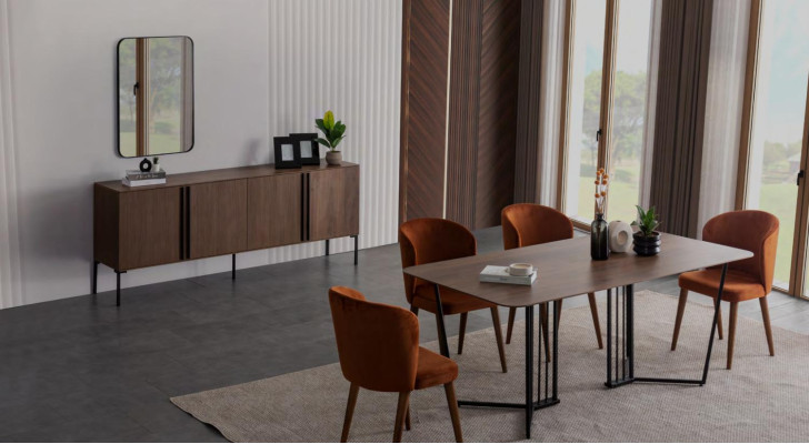 Mesa de comedor de acero inoxidable Sala de estar Mesa moderna de diseño de metal nueva