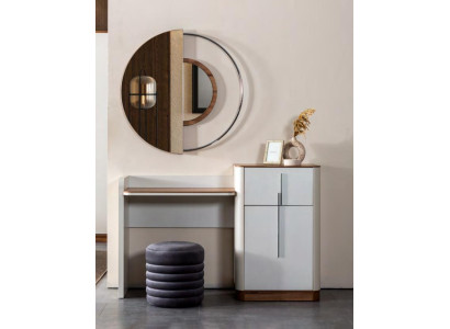 Diseño moderno de tocador blanco con espejo, muebles de lujo para dormitorio, 2 piezas, nuevo.