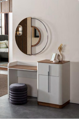 Diseño moderno de tocador blanco con espejo, muebles de lujo para dormitorio, 2 piezas, nuevo.