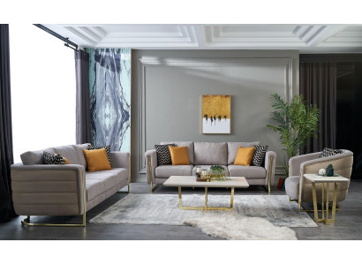 Conjunto de sofá de tela gris moderno de 3 piezas