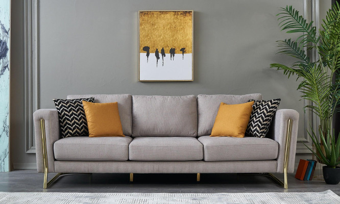 Conjunto de sofá de tela gris moderno de 3 piezas
