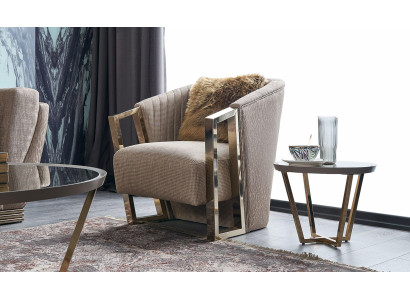 Sillón moderno de una plaza de tela para sala de estar, marrón acolchado asiento.