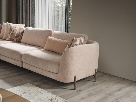 Conjunto de sala de estar de 6 piezas con sofá esquinero en forma de U, mesa de centro de madera, mobiliario de lujo.