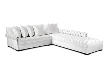 Sofá esquinero blanco de tela Chesterfield Design sofás tapizados sofás de lujo muebles.