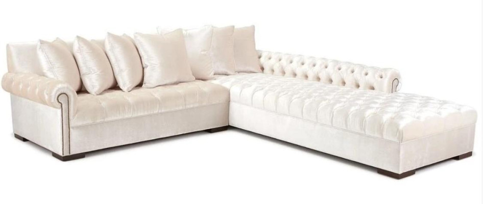 Sofá esquinero blanco de tela Chesterfield Design sofás tapizados sofás de lujo muebles.