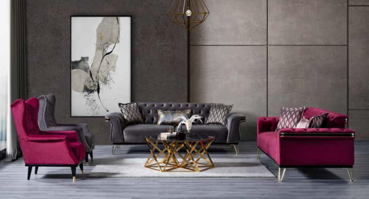 Sofá de tres plazas Lujo Moderno Sofá Diseñador Muebles tapizados de salón