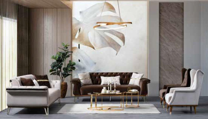 Sofá de tres plazas Lujo Moderno Sofá Diseñador Muebles tapizados de salón