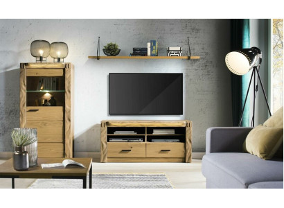 Mueble de pared de salón, vitrina, cómoda, estantería de 3 piezas. Conjunto de estanterías y armarios.