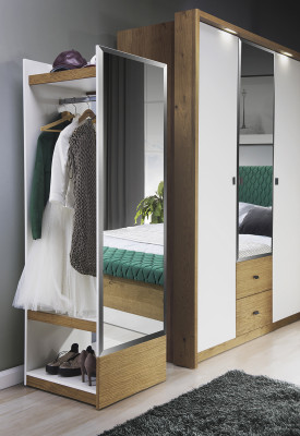 Diseño armario de dormitorio armario moderno de madera de 3 puertas con espejo.