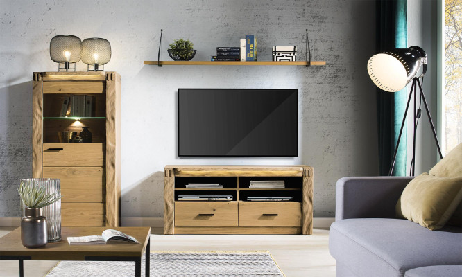 Mueble de pared Armario Armarios Vitrina Cristal Diseño Alto Madera Vitrinas Sala de estar Muebles