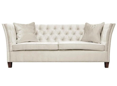 Chesterfield de dos plazas en gris claro de tela diseño de salón sofá tapizado creativo