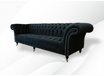 Sofá Chesterfield de 4 plazas, diseño grande y acolchado, conjunto de sofás.