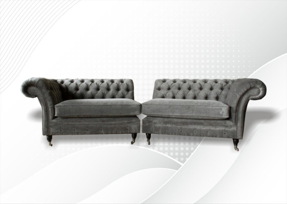 Sofá Chesterfield XXL 4 Plazas Couch Tapizado Asiento Conjunto Textil Cuero