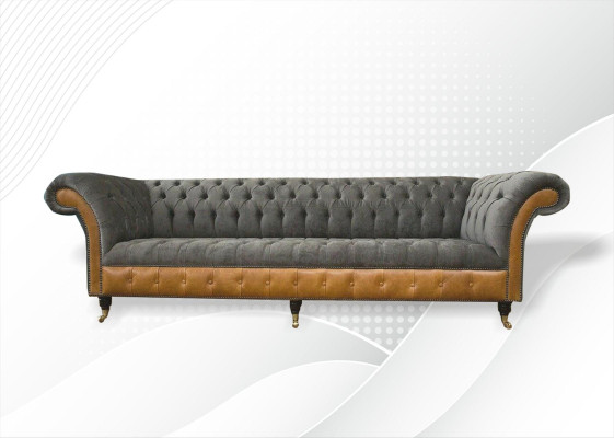 xxl Sofás Chesterfield Diseño Tapizado Sofá de Lujo 4 Plazas Sofás de Cuero