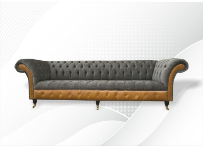 xxl Sofás Chesterfield Diseño Tapizado Sofá de Lujo 4 Plazas Sofás de Cuero