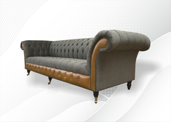 xxl Sofás Chesterfield Diseño Tapizado Sofá de Lujo 4 Plazas Sofás de Cuero