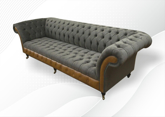 xxl Sofás Chesterfield Diseño Tapizado Sofá de Lujo 4 Plazas Sofás de Cuero