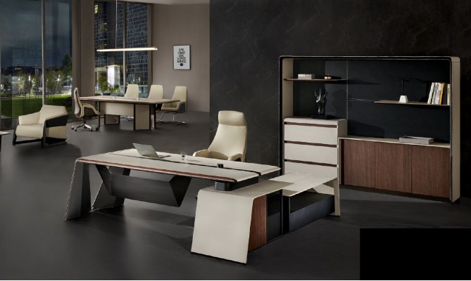 Mesa de esquina de diseño, escritorio, muebles de oficina, mesas, mesa