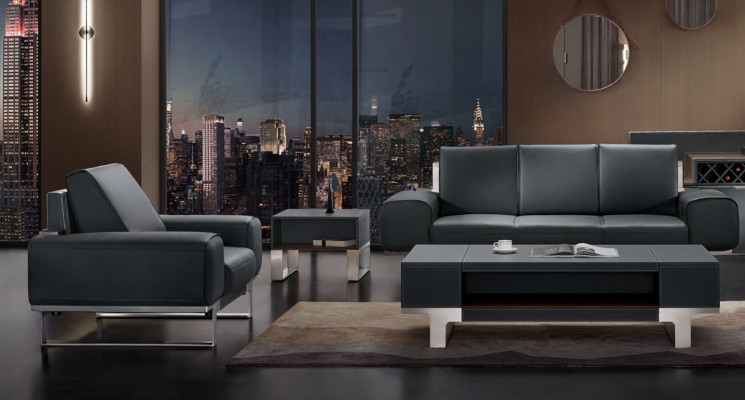 Sofá de diseño con asientos acolchados, conjunto de sofá de cuero para muebles de 3 y 1 plaza.