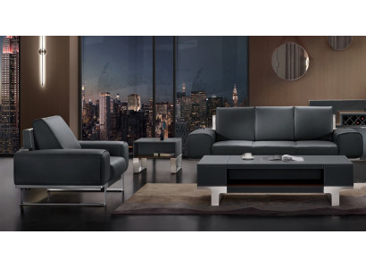 Sofá de diseño con asientos acolchados, conjunto de sofá de cuero para muebles de 3 y 1 plaza.