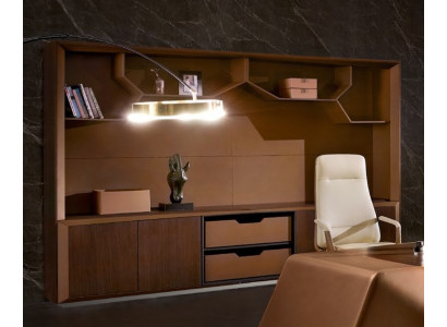El estante de archivos de la oficina, los armarios de madera en la sala de estar.