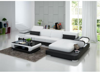 Elegancia. Nuevo sofá de cuero en forma de L diseñado para salas de estar elegantes.