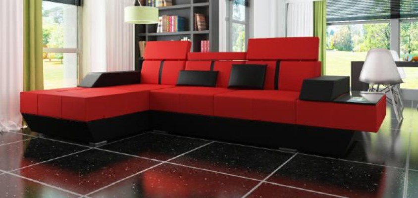 Sofá de cuero con USB Sofá esquinero Sofá de esquina Sofá de cuero Acolchado Esquina Fabricación a medida