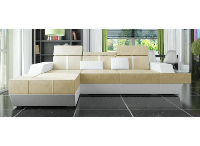 Sofá de tela Sofá de esquina Sofá de tela Sofá + USB Textil Tela Paisaje de vida Salón Acolchado Nuevo