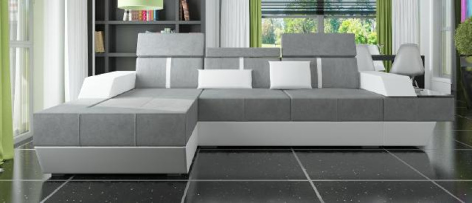 Sofá de tela esquinero Sofá textil Sofá + USB Sofá de salón Tapizado a medida