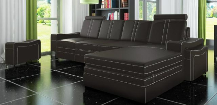 SOFÁ DE CUERO SALÓN SOFÁ DE ESQUINA NUEVO SOFÁ RINCONERA SALA DE ESTAR SOFÁ XXL SOFÁ DE CUERO CON USB FRANCO