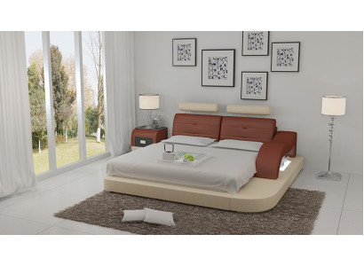 Diseño cama XXL cama grande hotel tapizada 160x200 estantería multifunción USB cuero
