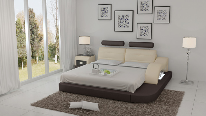 Diseño cama XXL cama grande hotel tapizada 160x200 estantería multifunción USB cuero