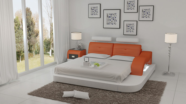 Diseño cama XXL cama grande hotel tapizada 160x200 estantería multifunción USB cuero