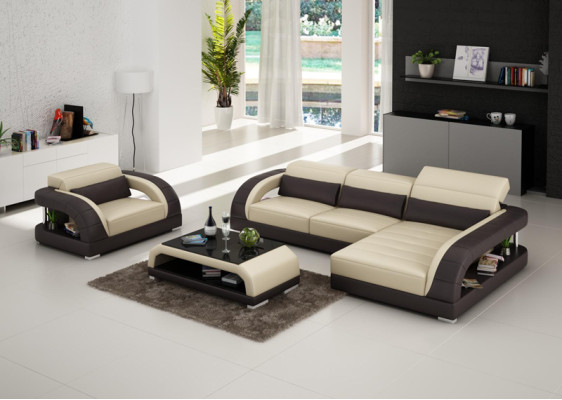 Sofá de cuero Sofá de esquina Sofá de salón Silla Set de muebles de diseño de sofá