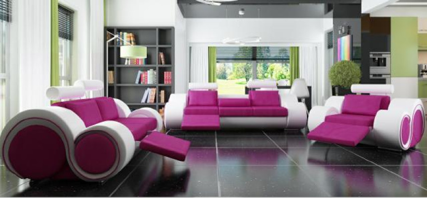 Conjunto de sofás tapizados sofá sofá de cuero conjunto de sala de estar 3 + 2 + 1 textil BER