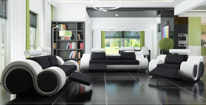 Conjunto de sofás tapizados sofá sofá de cuero conjunto de sala de estar 3 + 2 + 1 textil BER