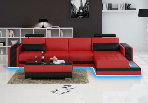 Sofá de esquina, sofá de cuero, grande XXL, en forma de U, conjunto de sofá de salón, sofá, nuevo, H2211B.