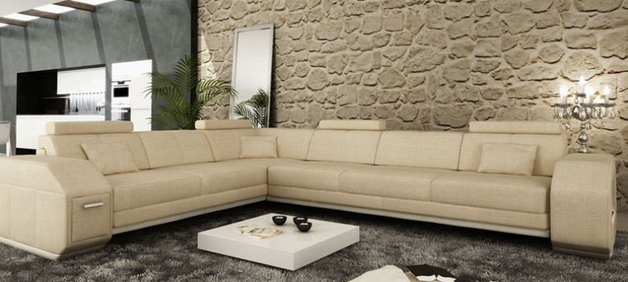Sofá esquinero Sofá Couch Tapizado Asiento Esquina Textil Tela Sofá de cuero EbernW