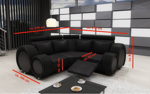 Sofá esquinero sofá sofá acolchado conjunto de salón textil sofás esquineros tapizado tela BER-X.