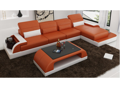 Sofá de cuero Sofá Sofá de esquina de salón Esquina de diseño de conjunto de esquina moderno Sofá L6012C