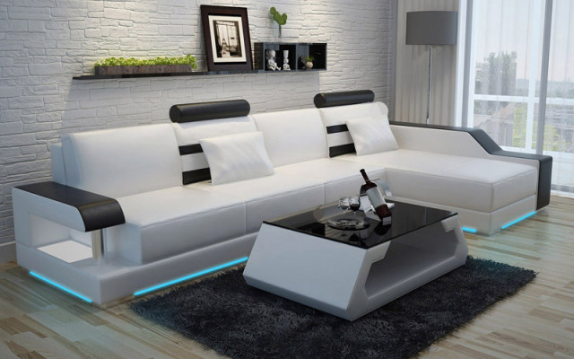 Sofá de cuero Sofá conjunto de muebles para salón Sofá en forma de L Sofá de diseño moderno