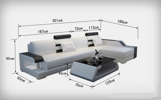 Sofá de cuero Sofá conjunto de muebles para salón Sofá en forma de L Sofá de diseño moderno