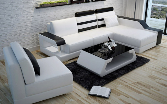 Sofá de cuero Sofá conjunto de muebles para salón Sofá en forma de L Sofá de diseño moderno