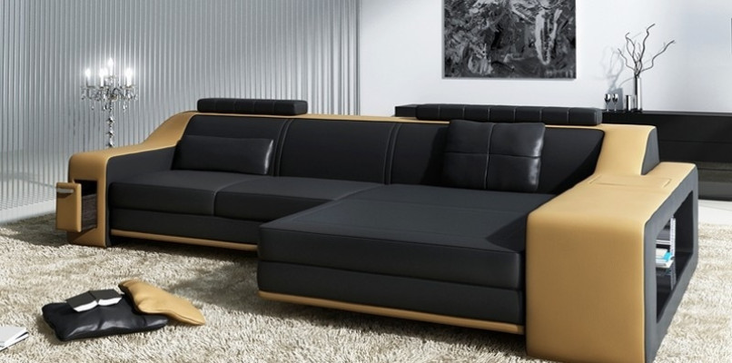 Diseño Sofá esquinero Sofá Sofá Acolchado Asiento Conjunto de esquina Sofás Cuero Textil